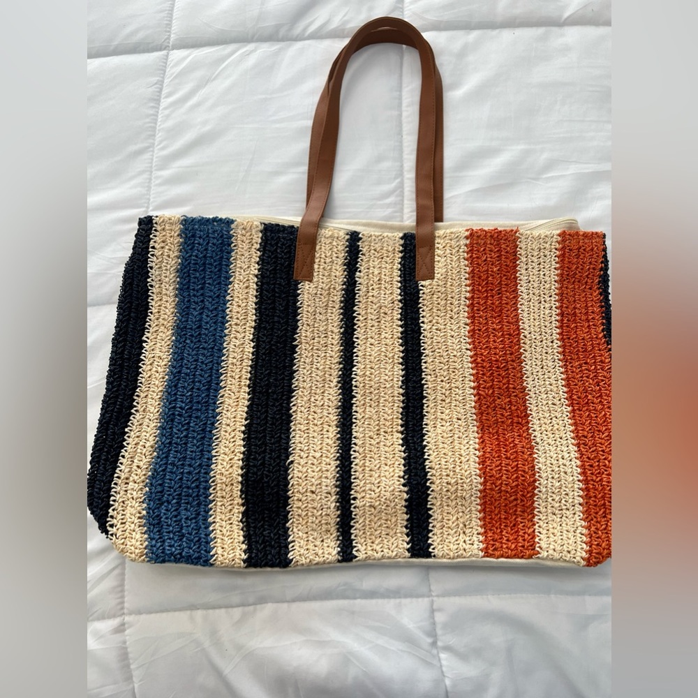 Rays For Days Beachly Woven Raffia Cotton The Weekender Tote Bag New without tag